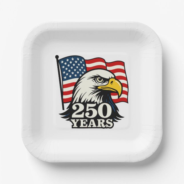 Assiettes En Carton 250e anniversaire USA Plaque papier - American Eag (Recto)