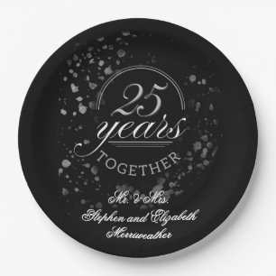 Assiettes En Carton 25 Ans Ensemble Fête d'Anniversaire de Mariage Arg