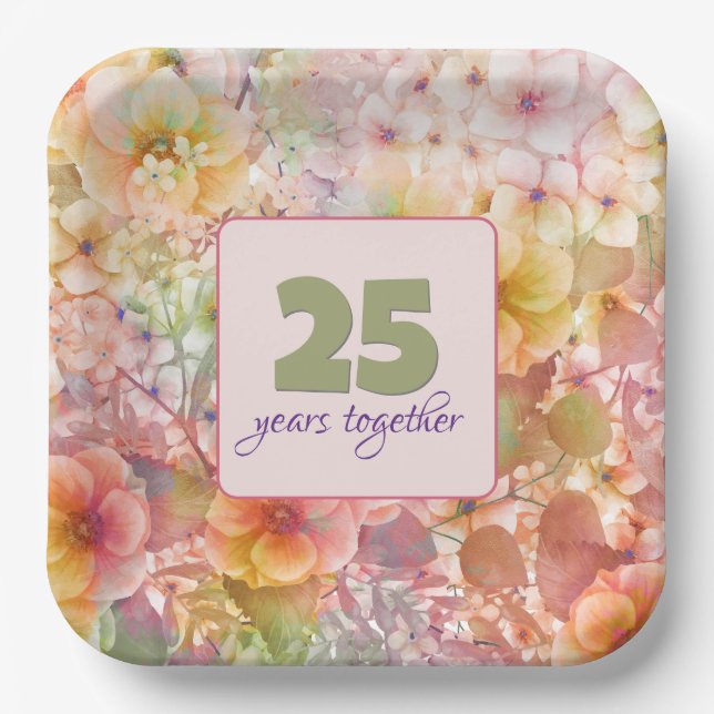 Assiettes En Carton 25e anniversaire Cosmos Floral Design (Recto)