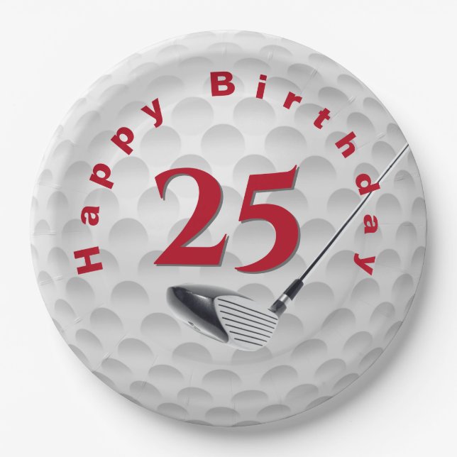 Assiettes En Carton 25e anniversaire Golf Ball Design Plaque en papier (Devant)