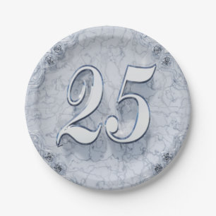 Assiettes En Carton 25e anniversaire ou anniversaire Regal Marbre d'ar