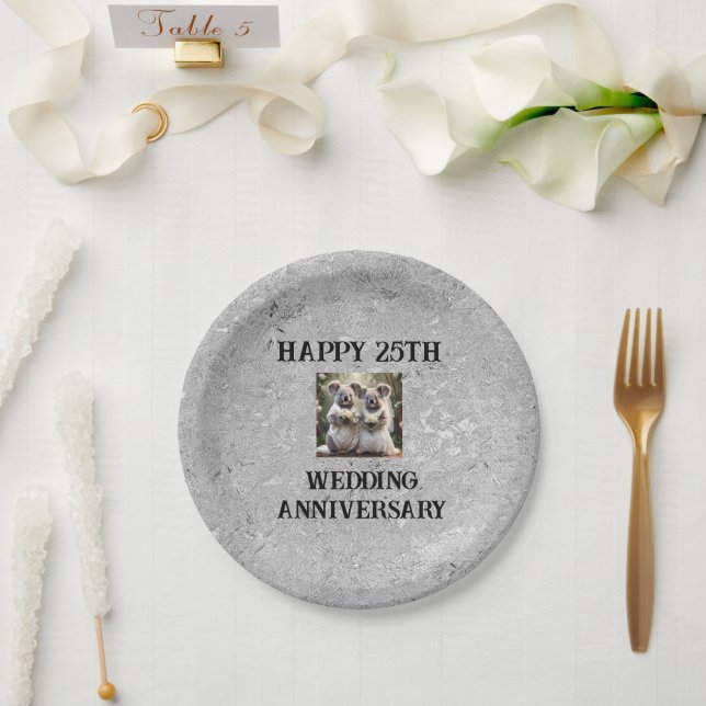 Assiettes En Carton 25e anniversaire traditionnel Mariage d'argent, (Mariage)
