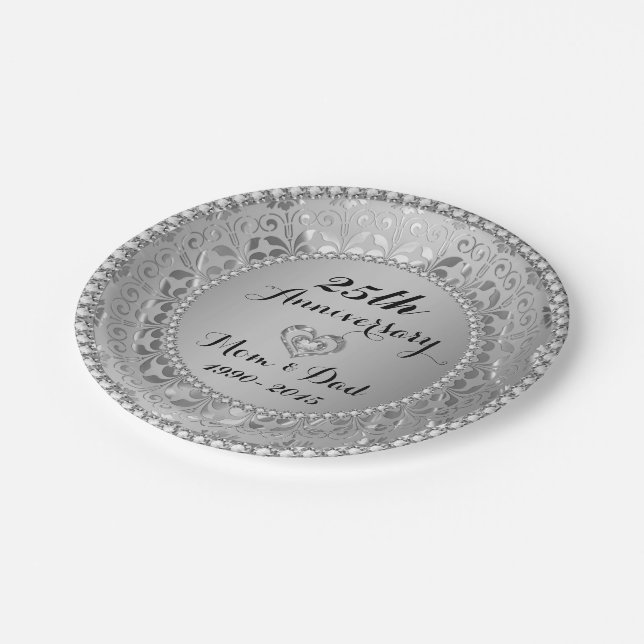 Assiettes En Carton 25e Wedding Anniversary (Angle)