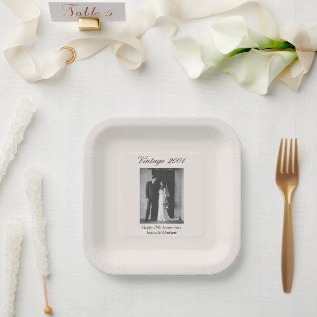 Assiettes En Carton 25th Anniversary Party Supplies Wedding Photo (Mariage)