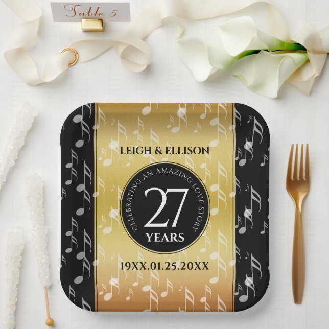 Assiettes En Carton 27e anniversaire du Mariage de musique (Mariage)