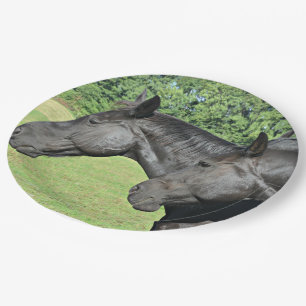 Assiettes En Carton 2 Chevaux noirs Tête à Tête Plaques de papier
