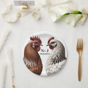 Assiettes En Carton 2 Ferme de poulets campagnards Mariage de la basse