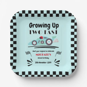 Assiettes En Carton 2e anniversaire Grossissant deux Fast Blue Race Ca