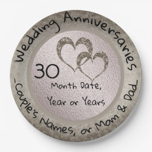 Assiettes En Carton 30 ans Cadeaux de mariage Félicitations Retro Glit