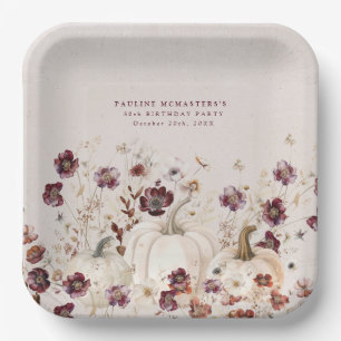 Assiettes En Carton 30e anniversaire Citrouille Fleur sauvage personna