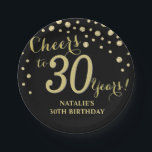Assiettes En Carton 30e anniversaire de fête Diamant noir et or<br><div class="desc">30e anniversaire de fête Noir et Or Diamond Plaque en papier</div>