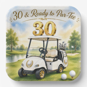 Assiettes En Carton 30e anniversaire de golf avec voiturette de golf s