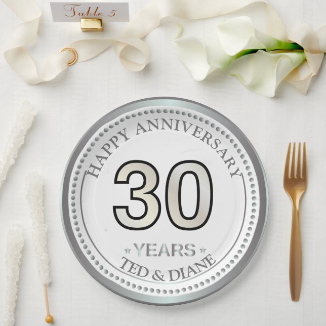 Assiettes En Carton 30e anniversaire diamant Plaque de papier (Mariage)