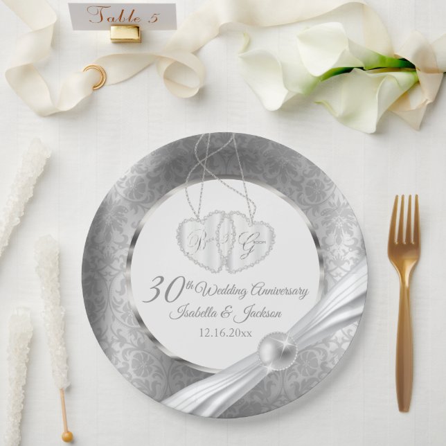 Assiettes En Carton 30e anniversaire du Mariage - Pearl and Silver (Mariage)