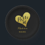 Assiettes En Carton 30e anniversaire Hello 30 Black and Faux Gold Hear<br><div class="desc">30e anniversaire Black and Faux Gold Heart Design. Si vous souhaitez modifier la couleur ou la police de l'arrière - plan,  cliquez sur customiser plus loin à la fin du modèle.</div>