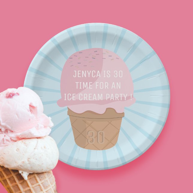 Assiettes En Carton 30e anniversaire Ice Cream Party Plaques papier (🍧Time for Ice Cream! Just add your party details 🍧)