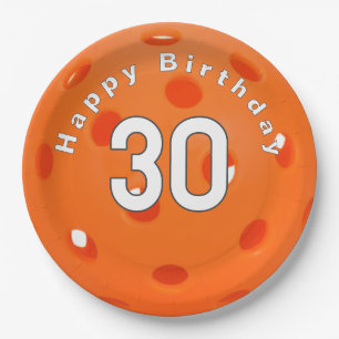 Assiettes En Carton 30e anniversaire Orange Pickleball