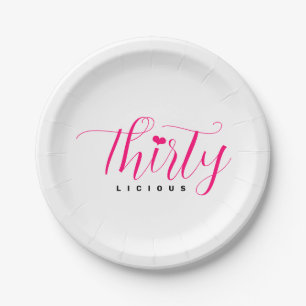 Assiettes En Carton 30e anniversaire Trente-et-un coeur noir rose chau