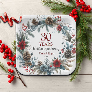 Assiettes En Carton 30e Mariage Pearl Anniversaire Elégant hiver