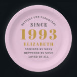 Assiettes En Carton 30th Birthday Born 1993 Ajouter Nom Rose Grey<br><div class="desc">Anniversaire personnalisé ajoutez votre nom et plaque de papier de l'année. Modifiez le nom et l'année avec le modèle fourni. Un merveilleux accessoire de fête d'anniversaire personnalisé. Plus de cadeaux et de fournitures de fête disponibles avec le design "normes de fixation" dans le magasin.</div>