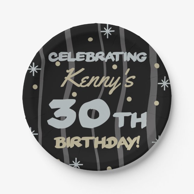 Assiettes En Carton 30th Birthday Party Ajouter votre nom (Devant)