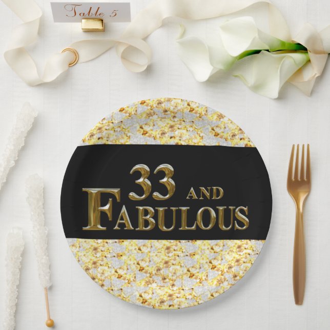 Assiettes En Carton 33e anniversaire  (Mariage)
