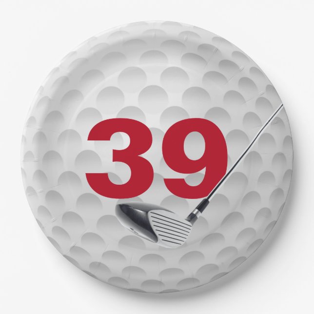 Assiettes En Carton 39e anniversaire Golf Ball Design Plaque en papier (Devant)