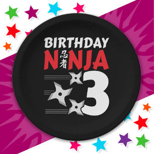 Assiettes En Carton 3 Ans Ninja Party Stars Enfants 3e anniversaire