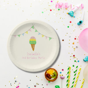 Assiettes En Carton 3 Cuillérées de Fun Anniversaire 3 ans Glace