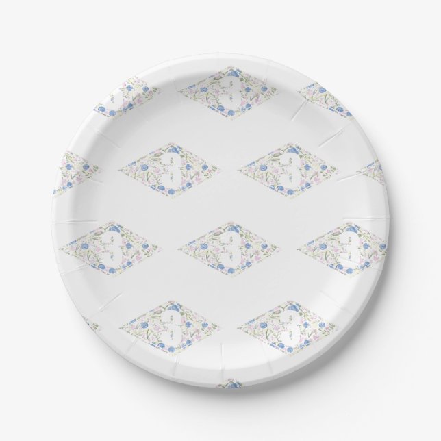 Assiettes En Carton <3>Plaque de papier de diamant floral de Ranger (Devant)