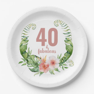 Assiettes En Carton 40 ans et fabuleux script floral rose floral