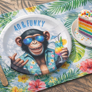 Assiettes En Carton 40 ans et funky Summer Monkey 40e anniversaire