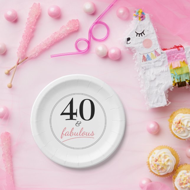 Assiettes En Carton 40 et fabuleux 40e anniversaire de fête plaque pap (Fête)