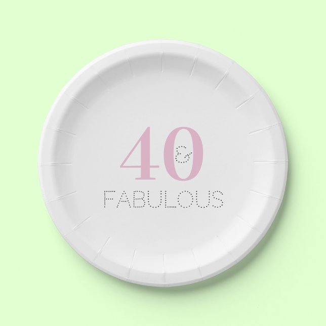 Assiettes En Carton 40 et fabuleux | Typographie moderne Anniversaire  (Créateur téléchargé)