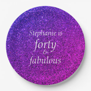 Assiettes En Carton 40 Et Fabulous Anniversaire Pink Purple Parties sc