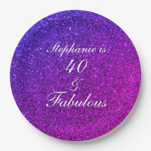 Assiettes En Carton 40 Et Fabulous Anniversaire Pink Purple Parties sc