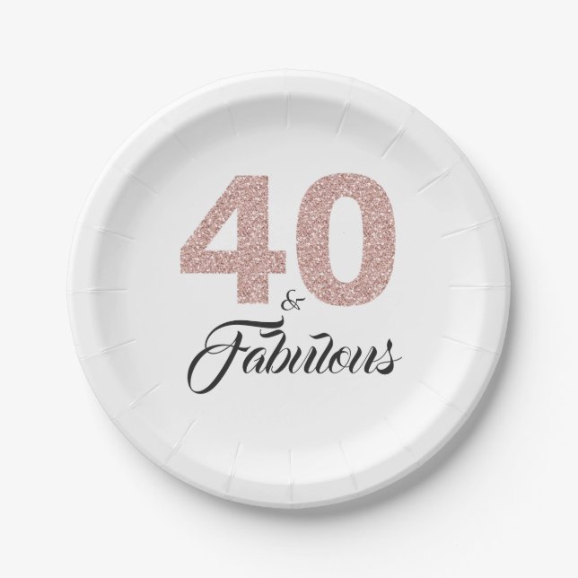 Assiettes En Carton 40 et quarantième fête d'anniversaire de parties (Devant)