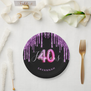 Assiettes En Carton 40 Fabuleux anniversaire noir violet parties scint