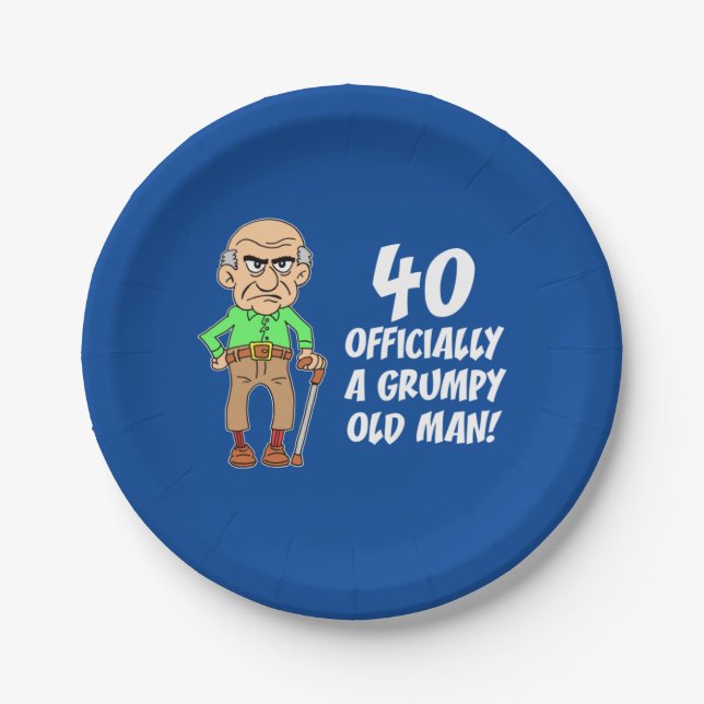 Assiettes En Carton 40 Officiellement Une Plaque En Papier Grumpy Old  (Devant)