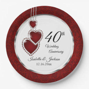 Assiettes En Carton 40e, 52e ou 80e anniversaire de Mariage de Ruby