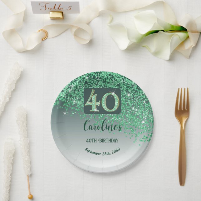 Assiettes En Carton 40e anniversaire Chic Falling Parties scintillant  (Mariage)