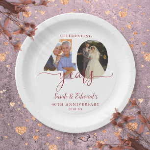 Assiettes En Carton 40e anniversaire de mariage Rubis 2 Photo