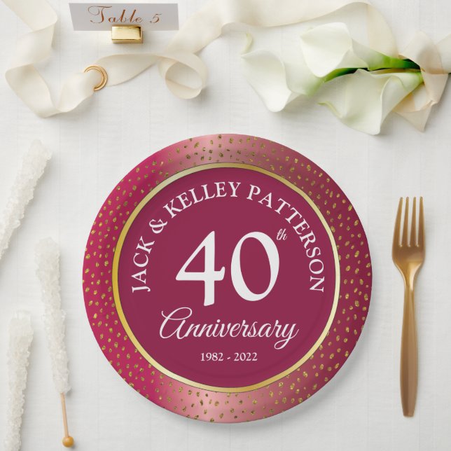 Assiettes En Carton 40e Anniversaire de Ruby Plaque en papier (Mariage)