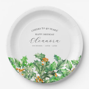 Assiettes En Carton 40e anniversaire Décembre Fleur de naissance Holly