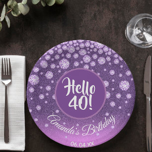 Assiettes En Carton 40e anniversaire diamants parties scintillant rose