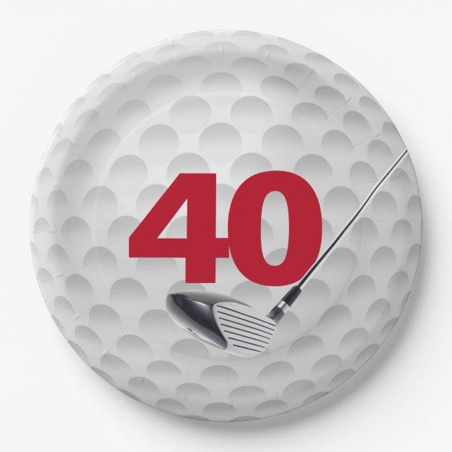 Assiettes En Carton 40e anniversaire Golf Ball Design Plaque en papier (Devant)