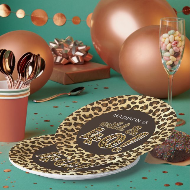 Assiettes En Carton 40e anniversaire Leopard personnalisé ballon à hui (Multi)