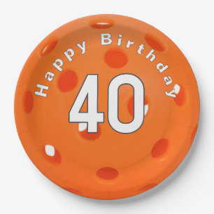 Assiettes En Carton 40e anniversaire Orange Pickleball