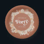 Assiettes En Carton 40e anniversaire pampas botanique herbe terre cuit<br><div class="desc">Pampas moderne herbe 40e anniversaire terre cuite conception de la fête de typographie botanique.</div>