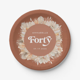 Assiettes En Carton 40e anniversaire pampas botanique herbe terre cuit